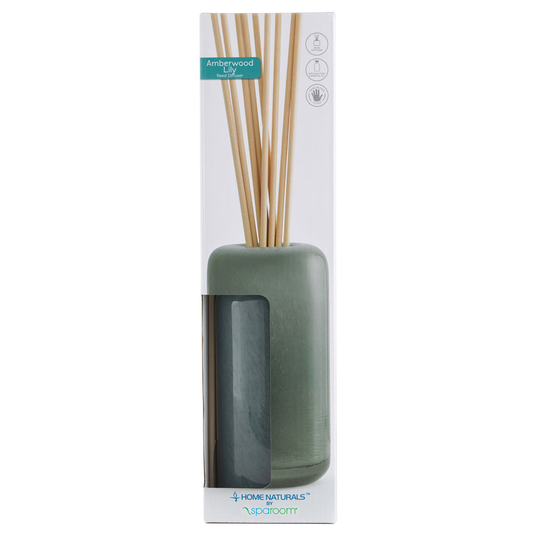 Sparoom Amberwood Lily Glass Reed Diffuser with Reed Sticks - 4 units (200ml)