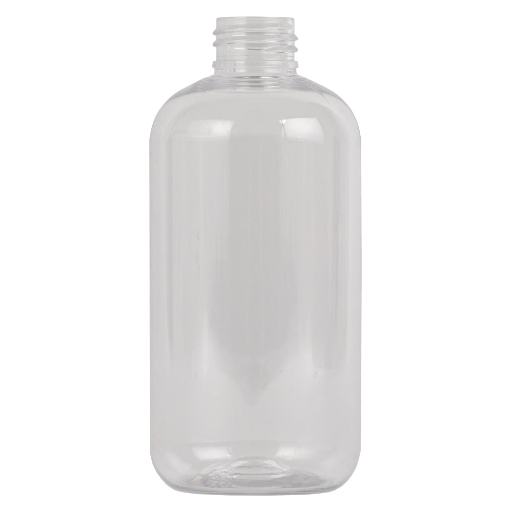 8 oz Clear PET Plastic Boston Round Bottle 24-410