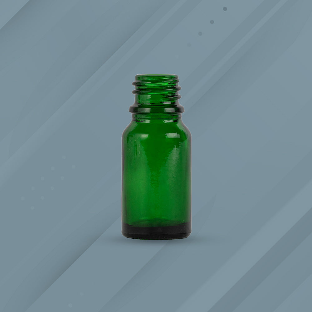 10 mL Green Boston Round Glass Bottle 18 DIN